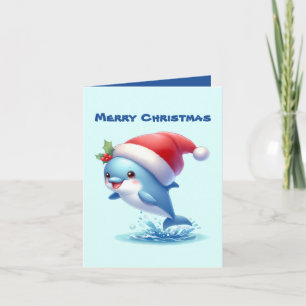Merry Christmas dolphin add message Holiday Card