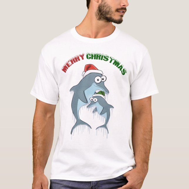 Merry Christmas Dolphins T-Shirt (Front)
