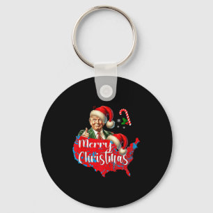 Merry Christmas Donald Trump Red Coverage Map Xmas Keychain