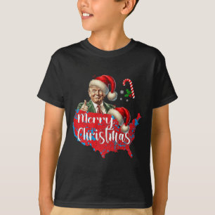Merry Christmas Donald Trump Red Coverage Map Xmas T-Shirt