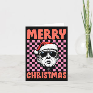 Merry Christmas Donald Trump Santa Chequered Holid Card