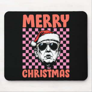 Merry Christmas Donald Trump Santa Chequered Holid Mouse Pad