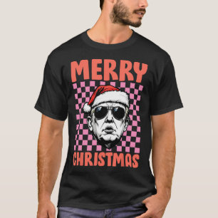 Merry Christmas Donald Trump Santa Chequered Holid T-Shirt