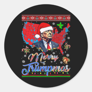 Merry Christmas Donald Trump Santa Family Xmas  Classic Round Sticker