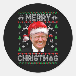 Merry Christmas Donald Trump Santa Family Xmas Ugl Classic Round Sticker
