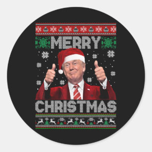 Merry Christmas Donald Trump Santa Family Xmas Ugl Classic Round Sticker