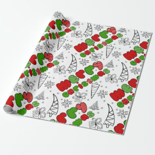 "Merry Christmas" doodle kid's drawning style, Wrapping Paper