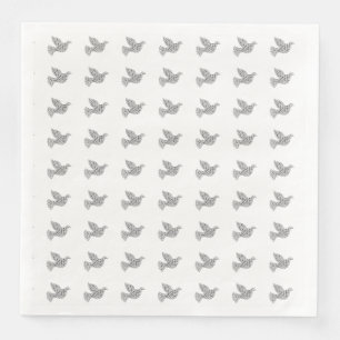Merry Christmas Dove Typography Black White Napkin
