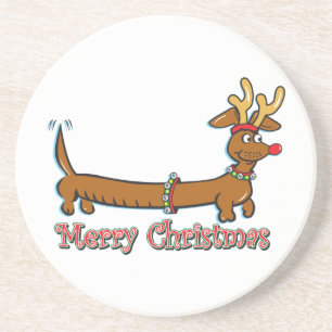Merry Christmas Doxie Coaster
