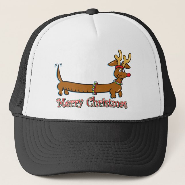 Merry Christmas Doxie Trucker Hat (Front)