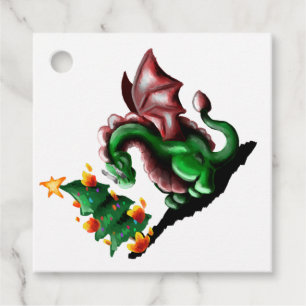 Merry Christmas Dragon Favour Tags