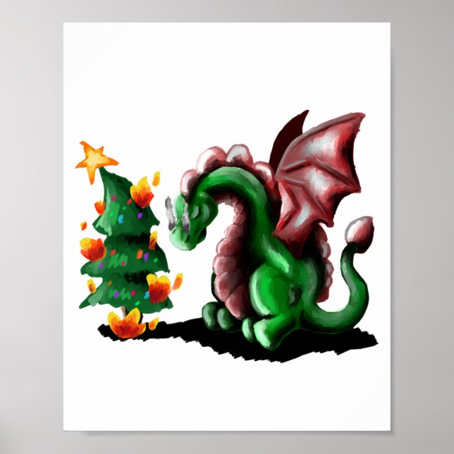 Merry Christmas Dragon Poster (Front)