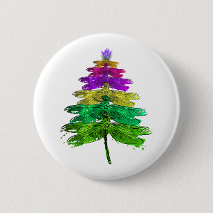 Merry Christmas Dragonfly Christmas Tree T Shirt 2 Inch Round Button