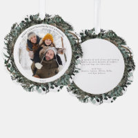 Merry Christmas Dusty Winter Greenery Photo Wreath