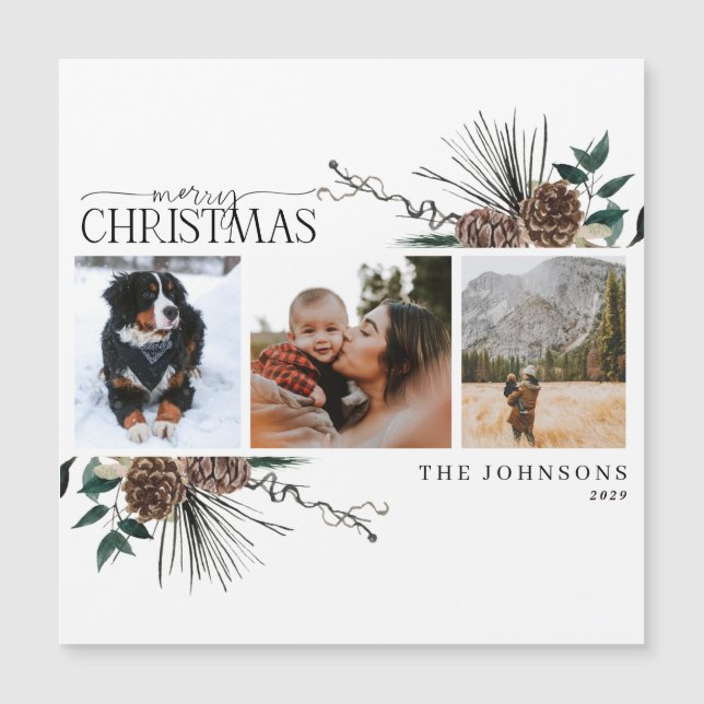 Merry Christmas Dusty Winter Holiday Card Magnet (Front)