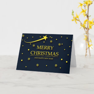 Merry Christmas Edit Text Inside Gold Blue Card