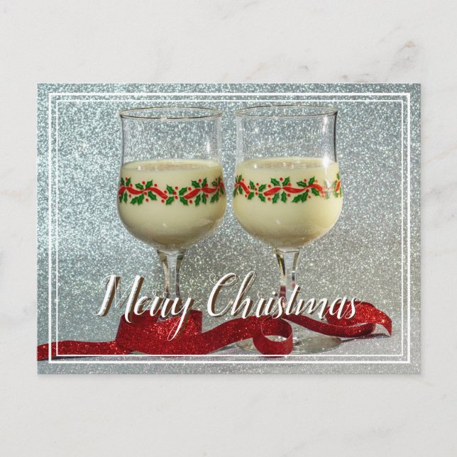 Merry Christmas Eggnog Glasses Postcard (Front)
