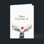 Merry Christmas Eh Canadian Moose Stocking Cap Holiday Card<br><div class="desc">This Canadian themed greeting card is a fun way to show your Canadian view of the world. Features a Christmas moose with a red and white stocking cap.</div>