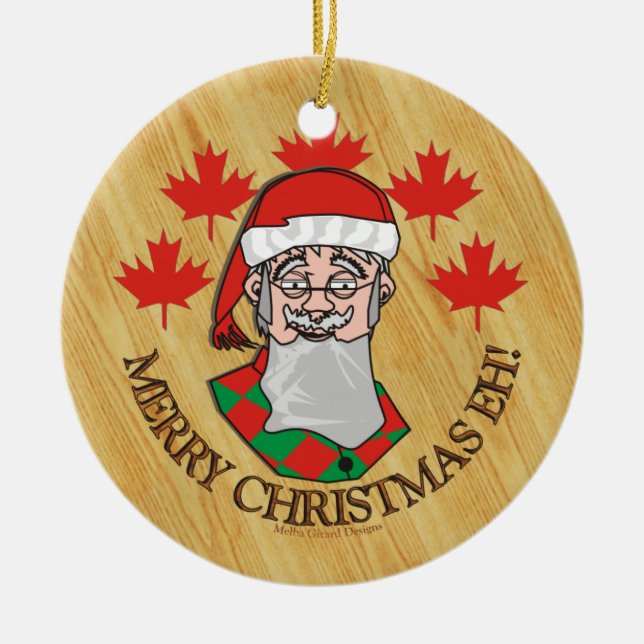 Merry Christmas Eh! Ceramic Ornament (Front)