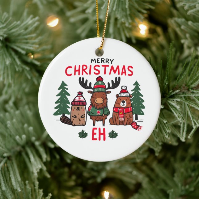 Merry Christmas Eh  Ceramic Ornament (Tree)