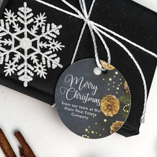 Merry Christmas Elegant Black Gold Custom Company Favour Tags