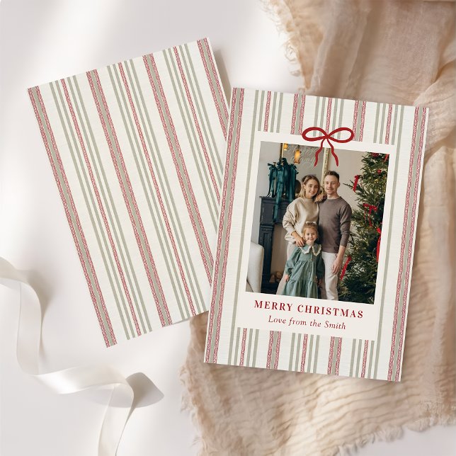 Merry Christmas Elegant Bow Photo Holiday Card (Creator Uploaded)