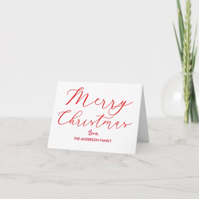 Merry Christmas Elegant Calligraphy Script Holiday Card (Front)
