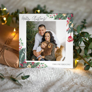 Merry Christmas Elegant Christmas Greeting Photo Holiday Card