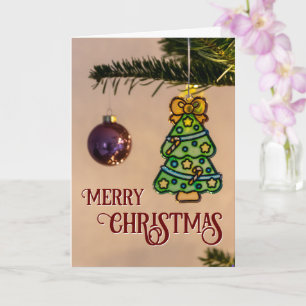Merry Christmas elegant Christmas tree ornaments Card