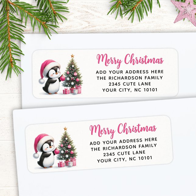 Merry Christmas Elegant Cute Penguin Pink (Creator Uploaded)