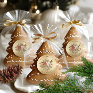 Merry Christmas Elegant Faux Gold  Classic Round Sticker