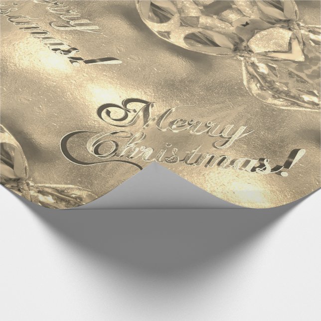 Merry Christmas Elegant Faux Gold Foil Script Chic Wrapping Paper (Corner)