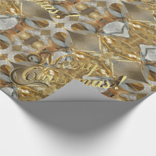 Merry Christmas Elegant Faux Gold Silver Script Wr Wrapping Paper