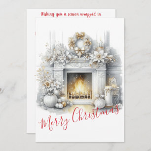 Merry Christmas – Elegant Fireplace  Holiday Card