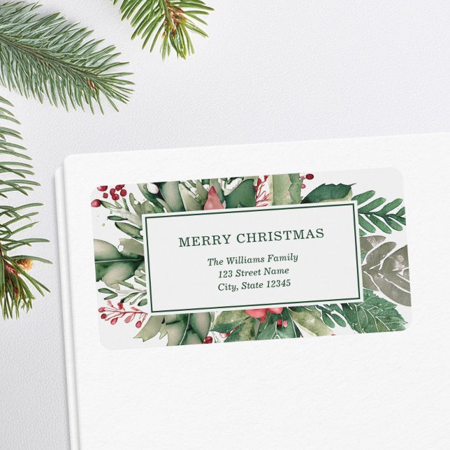 Merry Christmas Elegant Floral Return Address Label (Creator Uploaded)