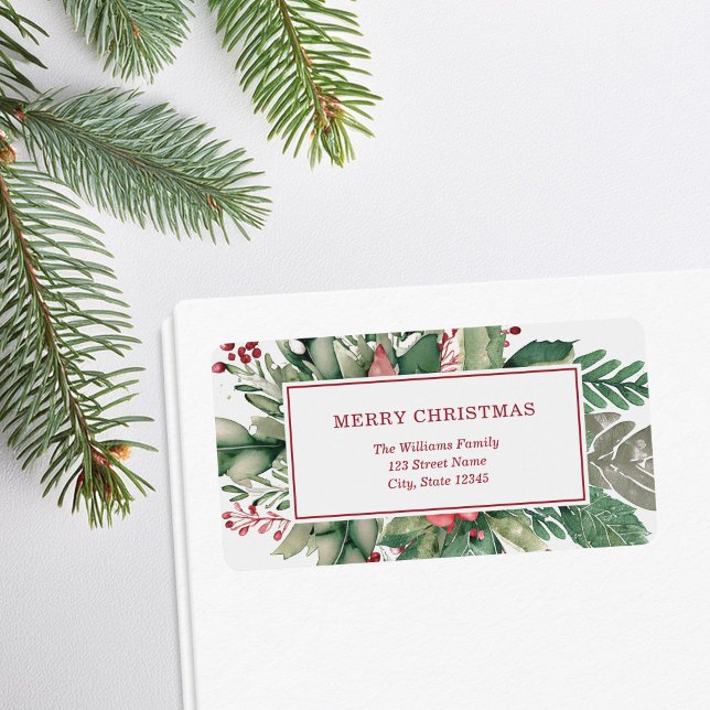 Merry Christmas Elegant Floral Return Address Label (Creator Uploaded)