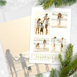 Merry Christmas Elegant Gold Calligraphy 5 Photo Holiday Card<br><div class="desc">This design features a merry Christmas five 5 photos, a modern simple elegant family, a minimalist picture photo collage, with gold calligraphy script typography, a traditional clean trendy stylish, minimal family photo collage, Christmas multi-photo cards, Christmas photo greeting cards, a Christmas holiday family photo with a full bleed photo overlay...</div>