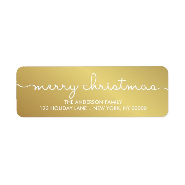 Merry Christmas Elegant Gold Hand Lettered Label (Front)