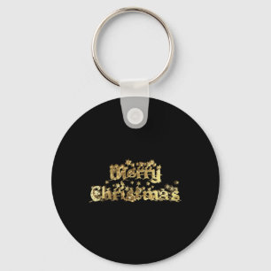 Merry Christmas Elegant Gold Stars Tygraphy T Shir Keychain