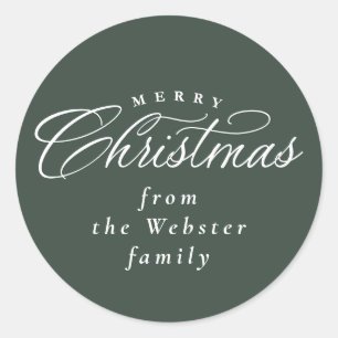 Merry Christmas elegant green holiday gift Classic Round Sticker