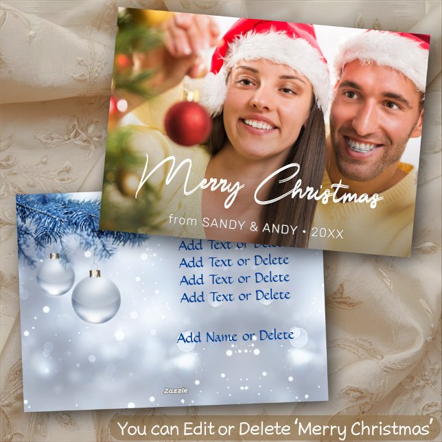 Merry Christmas Elegant Handwriting Script Photo Holiday Card (Creator Uploaded)