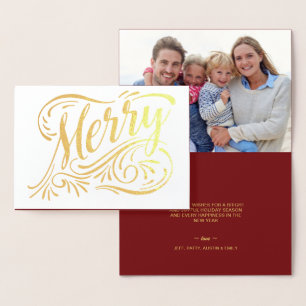 Merry Christmas Elegant Handwritten Gold Foil Card