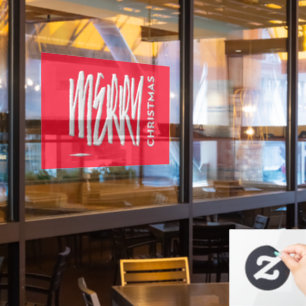 Merry Christmas Elegant Holiday Red Typography Window Cling