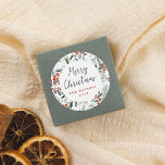 Merry Christmas Elegant Holly & Pine Holiday Classic Round Sticker<br><div class="desc">Merry Christmas Elegant Holly & Pine Holiday Round Stickers! These elegant stickers feature a backdrop of hand-painted holly, watercolor berries, pine, and lush botanical greenery, creates a classic and timeless atmosphere that captures the essence of the season. It reads "merry christmas" or your custom message in the middle. With your...</div>