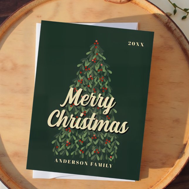 Merry Christmas Elegant Modern Christmas Tree Holiday Postcard (Creator Uploaded)