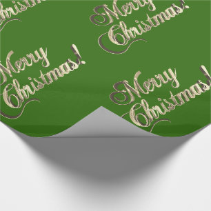 Merry Christmas Elegant Modern Green and Gold Wrapping Paper
