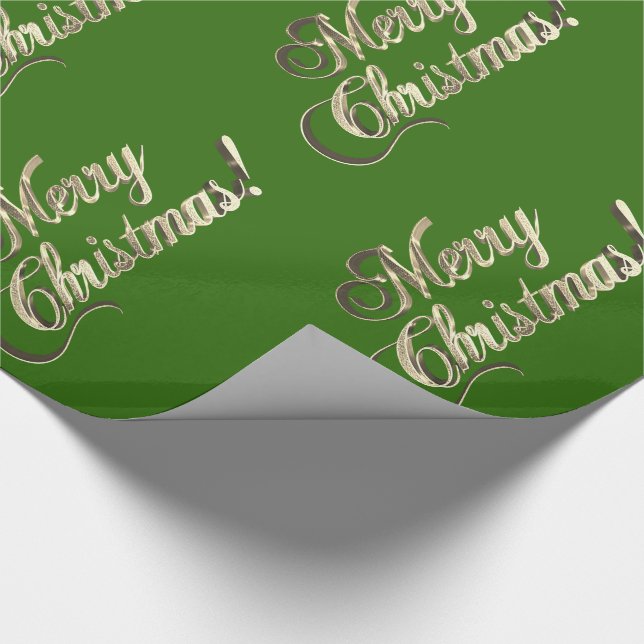 Merry Christmas Elegant Modern Green and Gold Wrapping Paper (Corner)