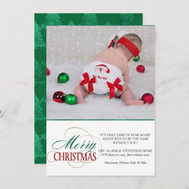 Merry Christmas Elegant Modern Holiday Script (Front/Back)