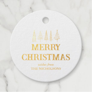 Merry Christmas Elegant Modern Script Xmas Tree Favour Tags
