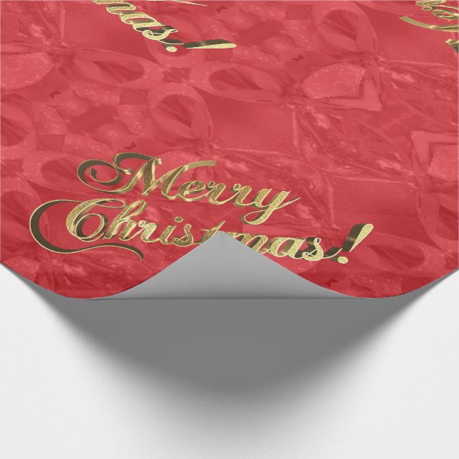 Merry Christmas Elegant Red and Gold Script Wrapping Paper (Corner)